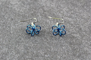 Sapphire Blue Spring Flower Earrings - Ear Wire